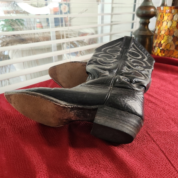 Youth JUSTIN Black Cowboy Boots  Size 8.5 C - Picture 11 of 13